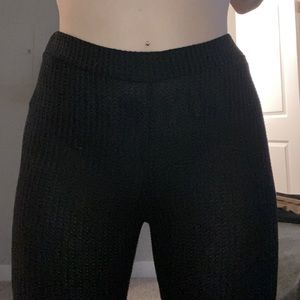 flared waffle print leggings